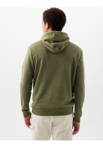 Erkek Haki Gap Logo Çiçek Desenli Sweatshirt