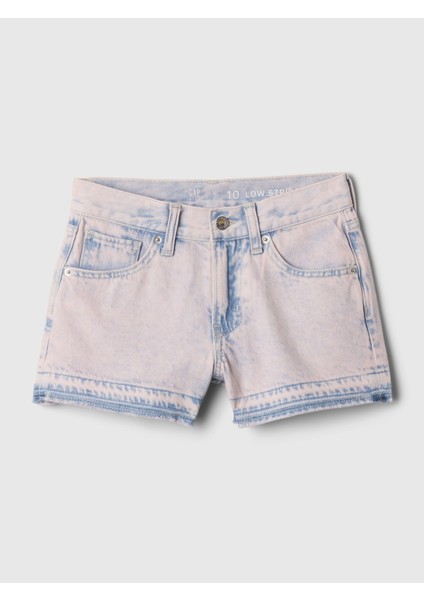 Kız Çocuk Pembe Düşük Bel Denim Şort