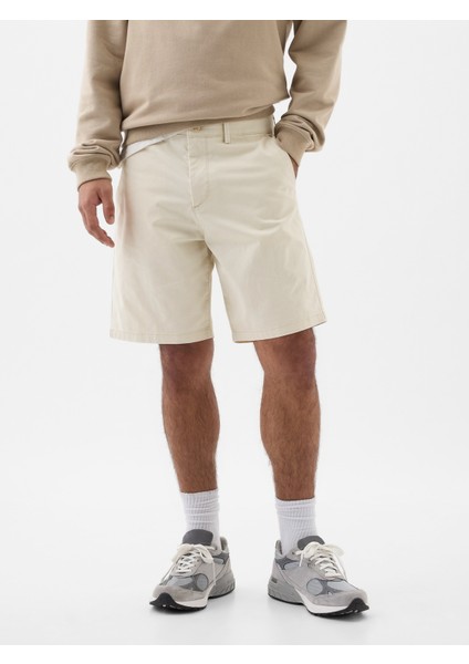 Erkek Kırık Beyaz 9'' Essential Khaki Şort