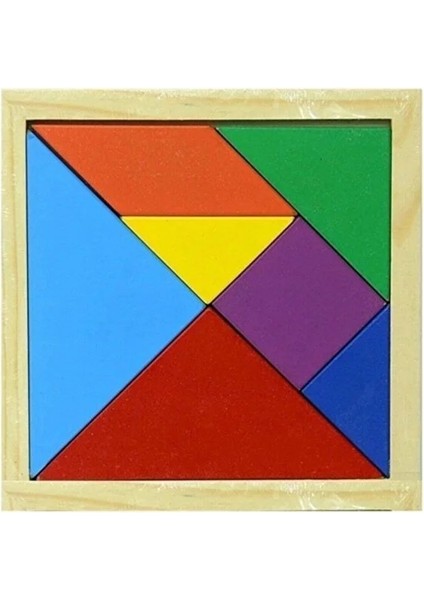 Bebek Özel Ahşap Tangram 7 Parça Eğitici Renkli Akıl Zeka Mantık ve Strateji Oyunu 15 x 15 cm