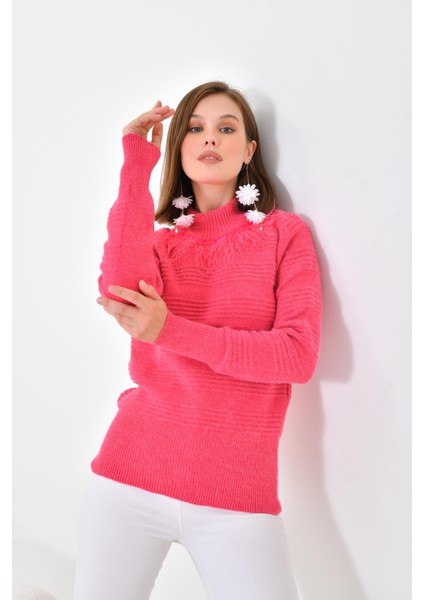 Ftz Women Kadın Tüy Detaylı Kazak Fuşya fiyatları