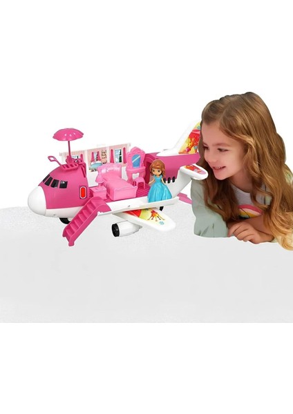 Oyuncak Pembe Özel Jetim - Uçak Ev Bebek Seti