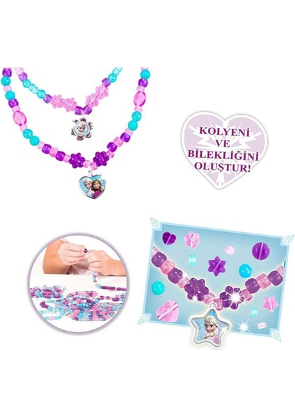 Karlar Ülkesi Elsa Eğitici ve Eğlenceli Çantalı Boncuk Takı Yapım Seti - Frozen Kolye ve Bileklik Yapım Seti