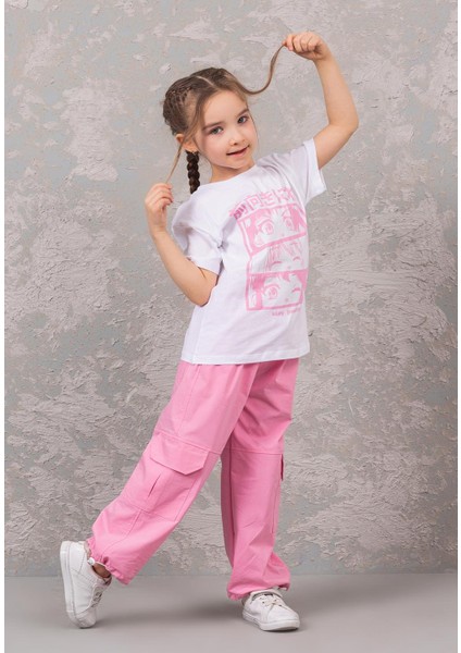 Pembe Stay Positive Baskılı T-Shirt modelleri