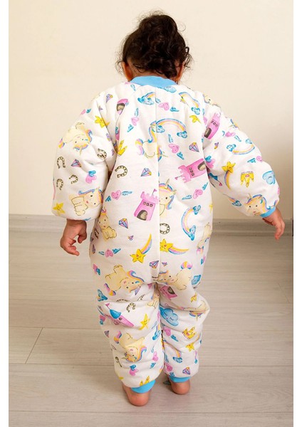 Turkuaz Biyeli Unicorn Desenli Kız Çocuk Uyku Tulumu fiyatları