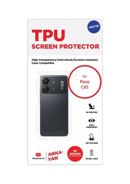 Xiaomi Poco C65 Mat Arka ve Yan Koruyucu Tpu Film fiyatları