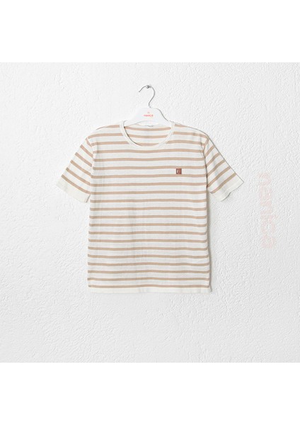Erkek Çocuk Çizgili Triko Kısa Kollu Yazlık Kazak