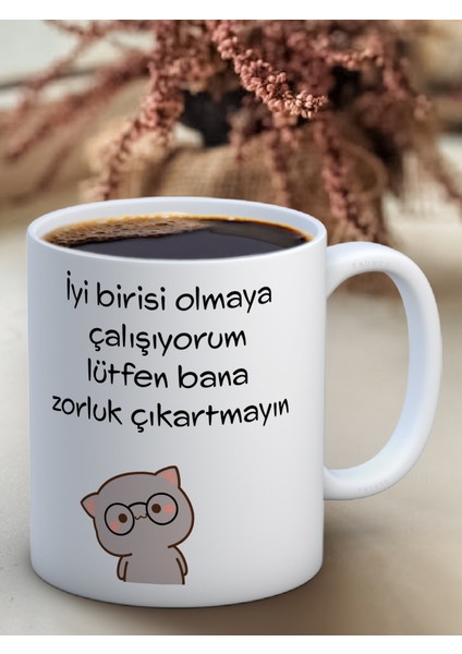 Baskılı Kupa Bardak Seramik Mug - Zorluk Çıkartmayın