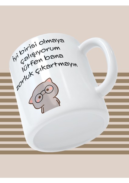 Baskılı Kupa Bardak Seramik Mug - Zorluk Çıkartmayın