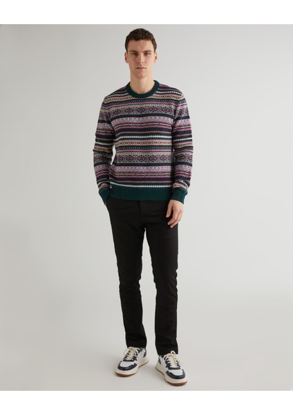 Erkek Yeşil Regular Fit Bisiklet Yaka Desenli Kazak 8060073.374 modelleri