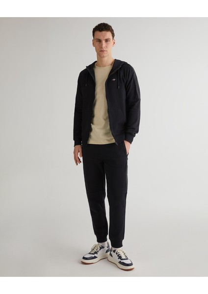 Erkek Siyah Regular Fit Fermuarlı Logolu Sweatshirt 2524134T.5