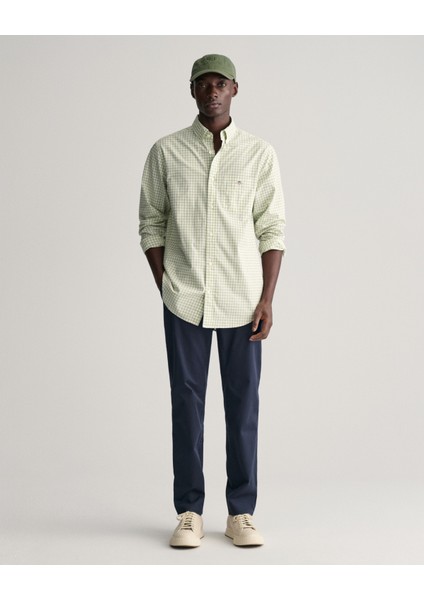 Erkek Yeşil Regular Fit Düğmeli Yaka Kareli Gömlek 3000120.345 fiyatları