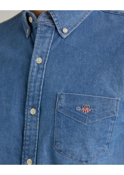 Erkek Mavi Slim Fit Düğmeli Yaka Gömlek 3230179.980 indirimleri