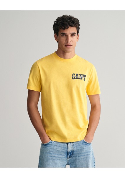 Erkek Sarı Regular Fit Bisiklet Yaka Logolu T-Shirt 2033016.706