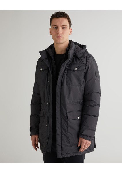 Erkek Siyah Kapüşonlu Mont 7123362T.5