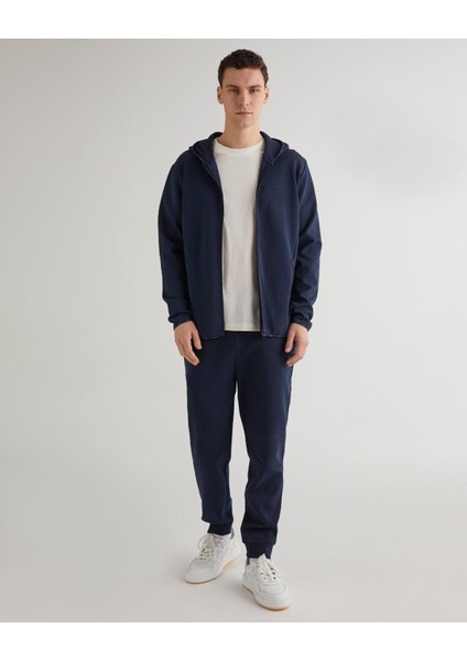 Erkek Lacivert Regular Fit Fermuarlı Logolu Sweatshirt 2524133T.433