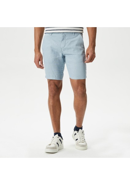 Erkek Mavi Slim Fit Keten Şort B35214T.4AX modelleri