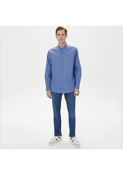 Erkek Mavi Classic Fit Keten Gömlek W45457T.4MY modelleri