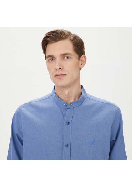 Erkek Mavi Classic Fit Keten Gömlek W45457T.4MY fırsatları
