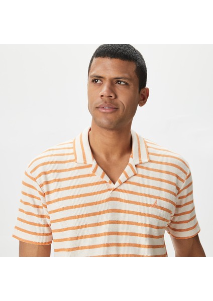 Nautıca Erkek Turuncu Classıc Fıt Kısa Kollu Çizgili Polo K45314T.80E fırsatları