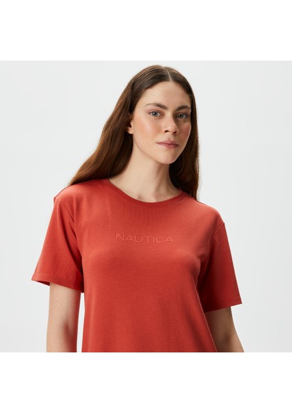 Nautıca Kadın Kiremit Relaxed Fıt Kısa Kollu Elbise 45D412T.6XP