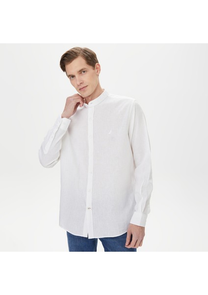 Erkek Beyaz Classic Fit Keten Gömlek W45457T.1BW indirimleri