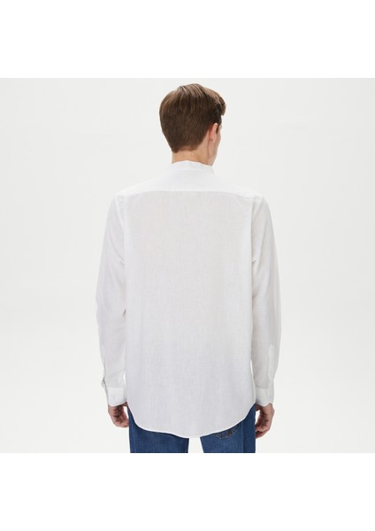 Erkek Beyaz Classic Fit Keten Gömlek W45457T.1BW