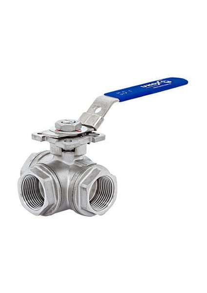3 Yollu Tepe Flanşlı T Port Paslanmaz Dişli Küresel Vana 11/2"