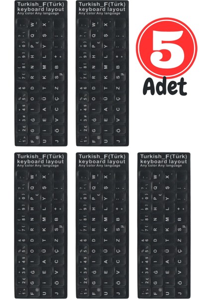 Türkçe F Klavye Etiketi,kaliteli Pvc-5 Adet,türkçe F Klavye Sticker