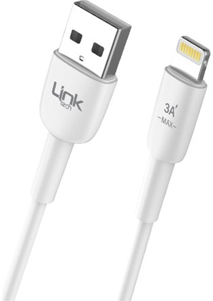 Linktech K606 USB - Iph Lightning 3A 2mt Şarj Kablosu Beyaz