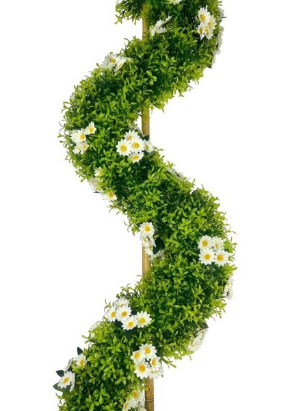 Yapay Ağaç Papatyalı Spiral Şimşir Ağacı 160CM Bambu Saplı Salon Bitkisi fiyatları