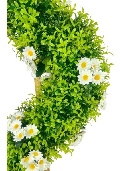 Yapay Ağaç Papatyalı Spiral Şimşir Ağacı 160CM Bambu Saplı Salon Bitkisi modelleri