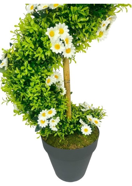 Yapay Ağaç Papatyalı Spiral Şimşir Ağacı 160CM Bambu Saplı Salon Bitkisi fırsatları