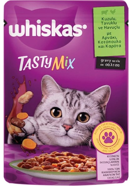 Whıskas Tasty Mix Kuzulu Tavuklu ve Havuçlu Poşet Yaş Mama 85GR x 12 Adet