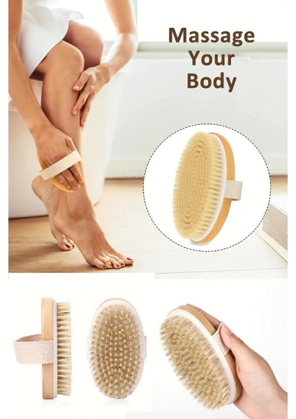 Ahşap Doğal At Kılı Naturel Selülit Fırçası