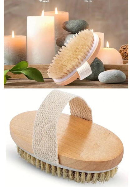 Ahşap Doğal At Kılı Naturel Selülit Fırçası