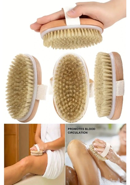 Ahşap Doğal At Kılı Naturel Selülit Fırçası