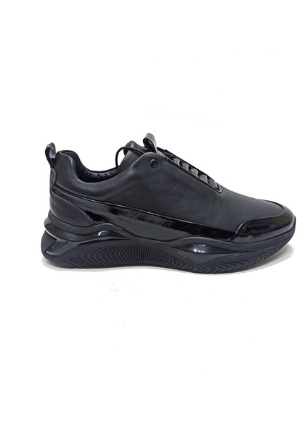Siyah Deri Erkek Sneaker Spor Ayakkabı