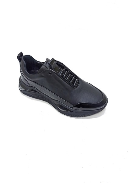 Siyah Deri Erkek Sneaker Spor Ayakkabı