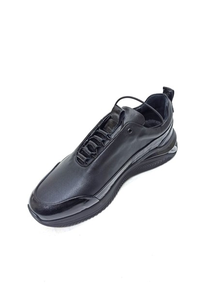 Siyah Deri Erkek Sneaker Spor Ayakkabı
