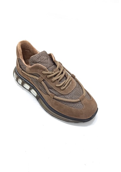 Vizon Kahve Deri Erkek Sneaker Spor Ayakkabı