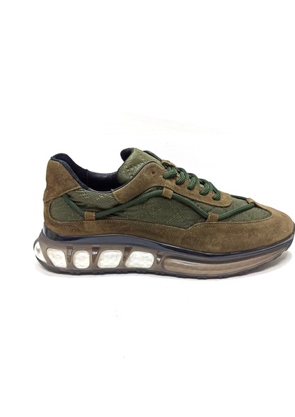 Haki Yeşil Deri Erkek Sneaker Spor Ayakkabı
