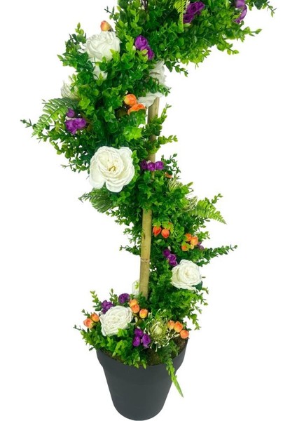Yapay Ağaç Beyaz Pastel Şakayıklı Spiral Şimşir Ağacı 160CM Bambu Saplı Salon Bitkisi fiyatları