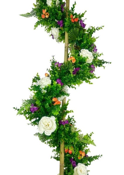 Yapay Ağaç Beyaz Pastel Şakayıklı Spiral Şimşir Ağacı 160CM Bambu Saplı Salon Bitkisi modelleri