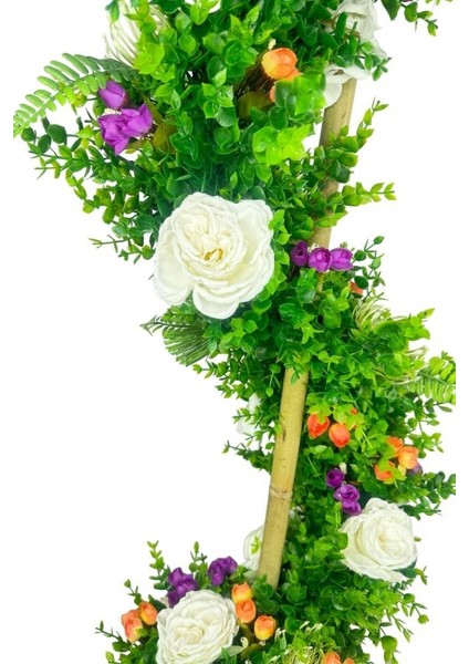 Yapay Ağaç Beyaz Pastel Şakayıklı Spiral Şimşir Ağacı 160CM Bambu Saplı Salon Bitkisi fırsatları