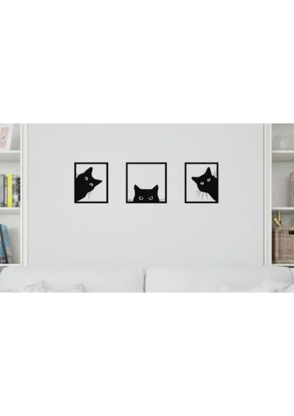 3'lü Kedi Duvar Süsü