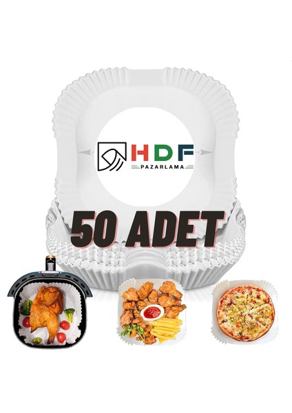 Airfryer Pişirme Kağıdı 50 Adet Hava Fritözü Kare Model Pişirme Kağıdı Airfryer Yağsız Firitöz