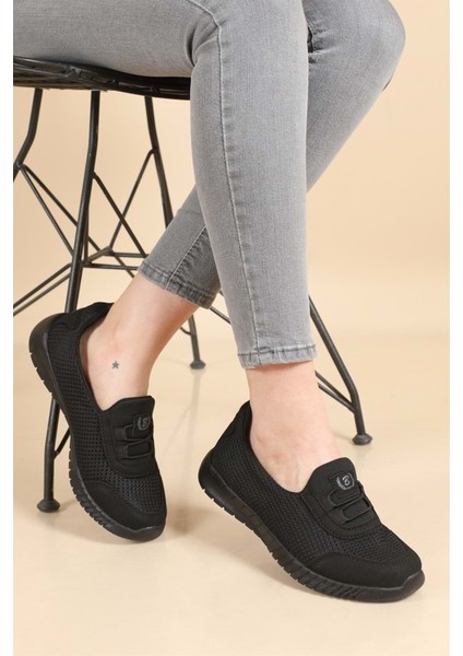 Çiğdem Lastikli Esnek Kadın Babet Spor Ayakkabı - Siyah - 37 fırsatları