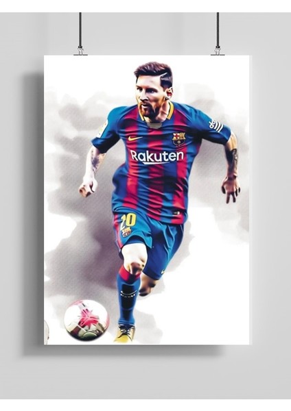 Messi Illüstrasyon Ünlü Posteri-Çerçevesiz Parlak Fotoğraf Kağıdı