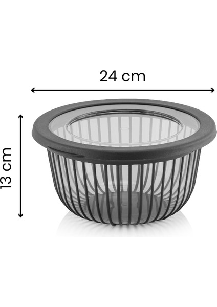 3 Litre Polyline Kapaklı Kase Antrasit